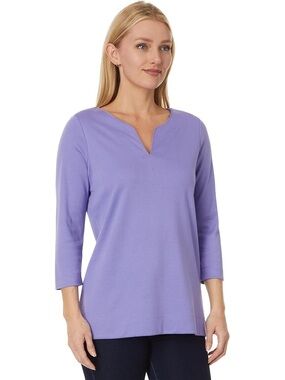 L.L Bean Women's Pima Cotton Tunic, Three-Quarter-Sleeve Splitneck size M